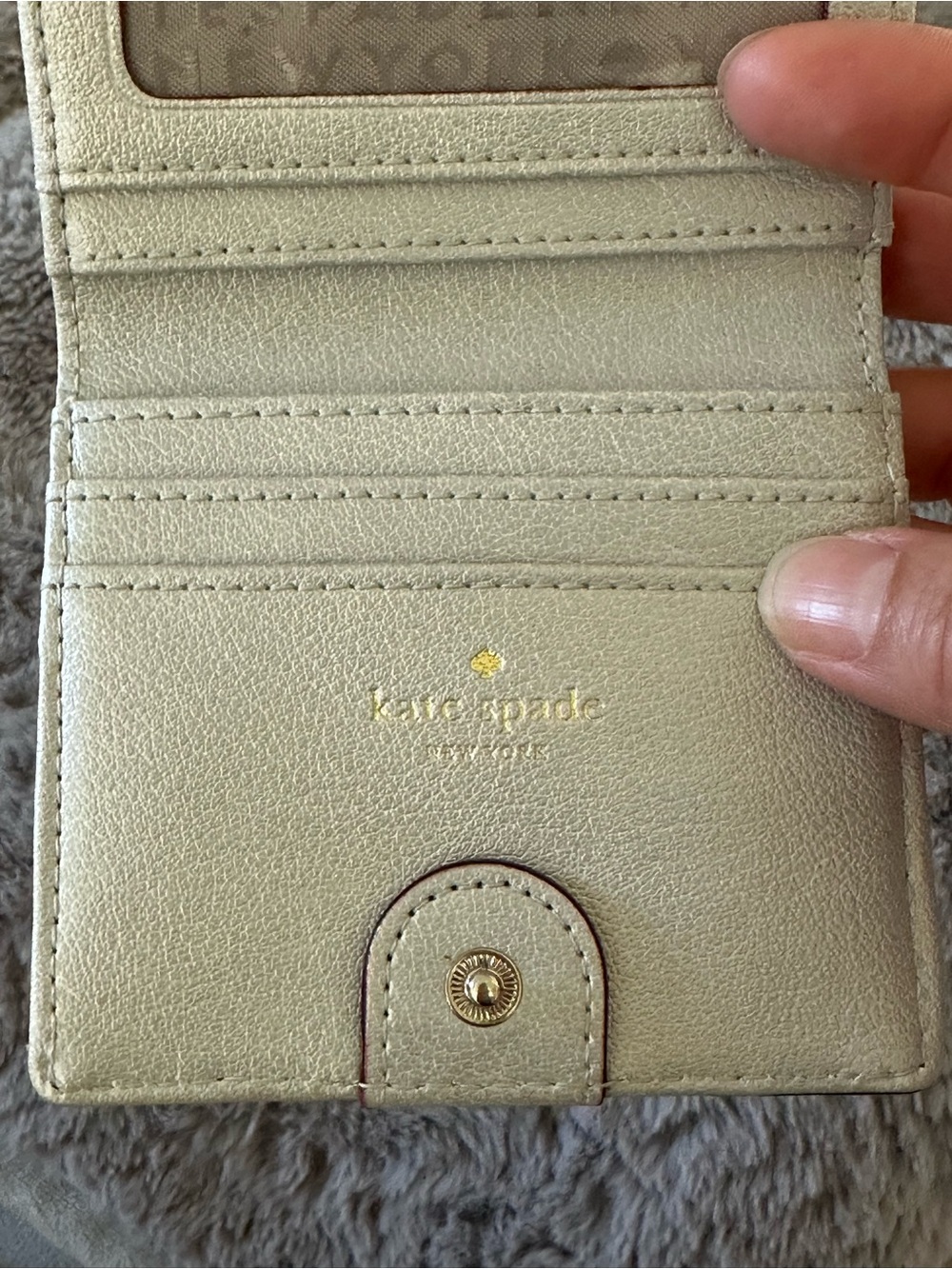 kate spade silver glitter compact slim bi-fold wallet with coin purse - Picture 6 of 12